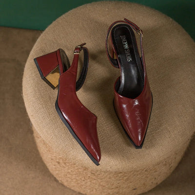 Isabella Slingback Pumps – Pointed-Toe Square Heels