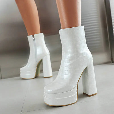 Zaria Square Toe Platform Boots – Bold Block Heels in Luxe