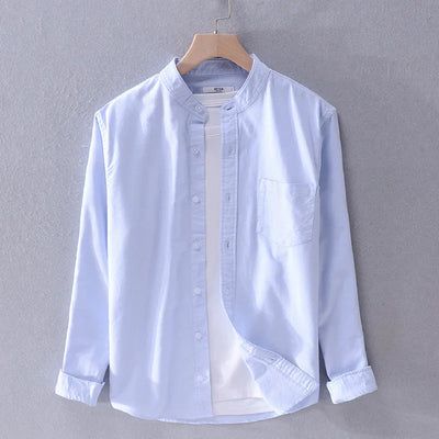 Leo Cotton Stand Collar Long Sleeve Shirt