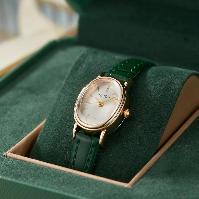 Olivia Oval Leather Strap Watch