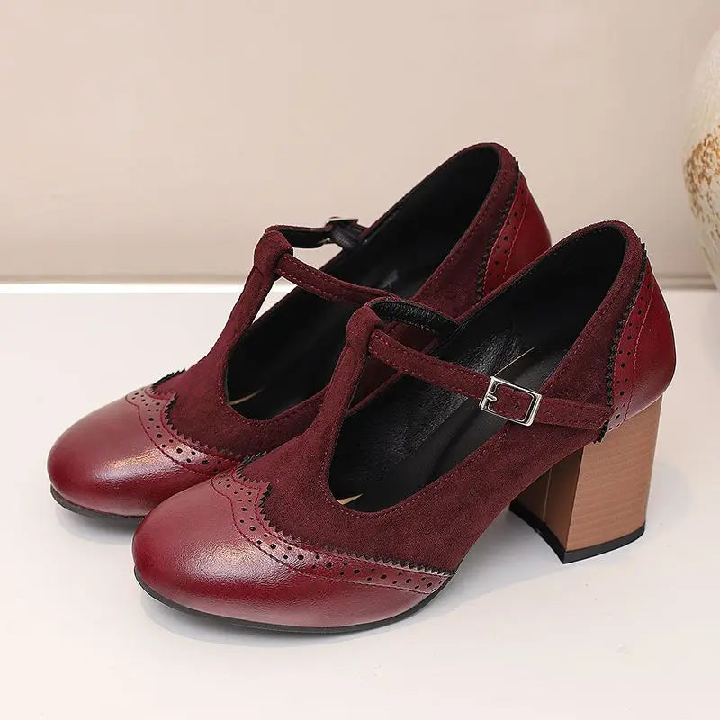 Ivy Buckle Heels Classic Round
