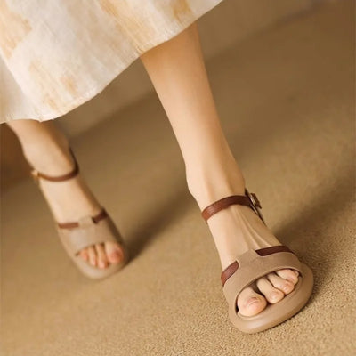 Lana Leather Mid-Heel Sandals