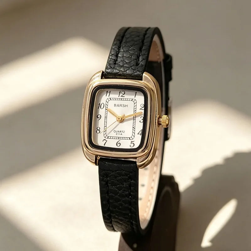 Barsh Genuine Leather Square Watch