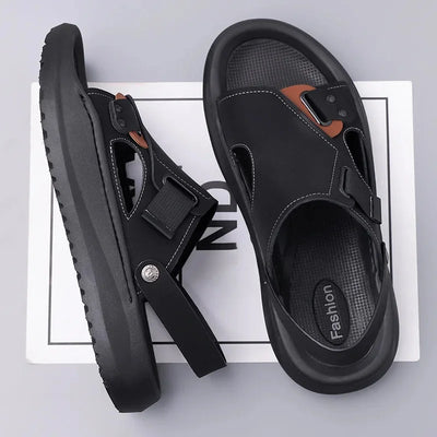 Luca Leather Orthopedic Sandals – Men’s Thick Sole Dual-Wear Slip-Ons