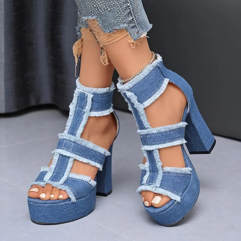 Fashion Chunky Heeled Women's Sandals Super High Heels Shoes Designer Dress Pumps 2025 New Trend Party Summer Sandalias De Mujer