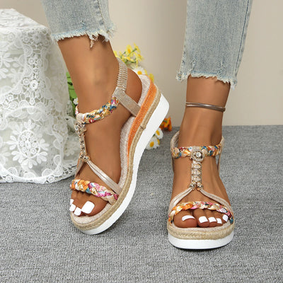 Bianca Orthopedic Wedge Sandals – Braided Slip-On with Arch Support