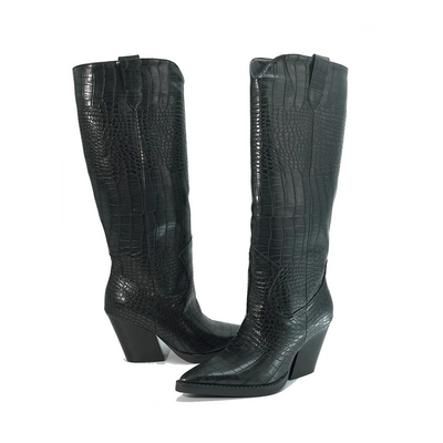 Clara Croc-Embossed High Boots