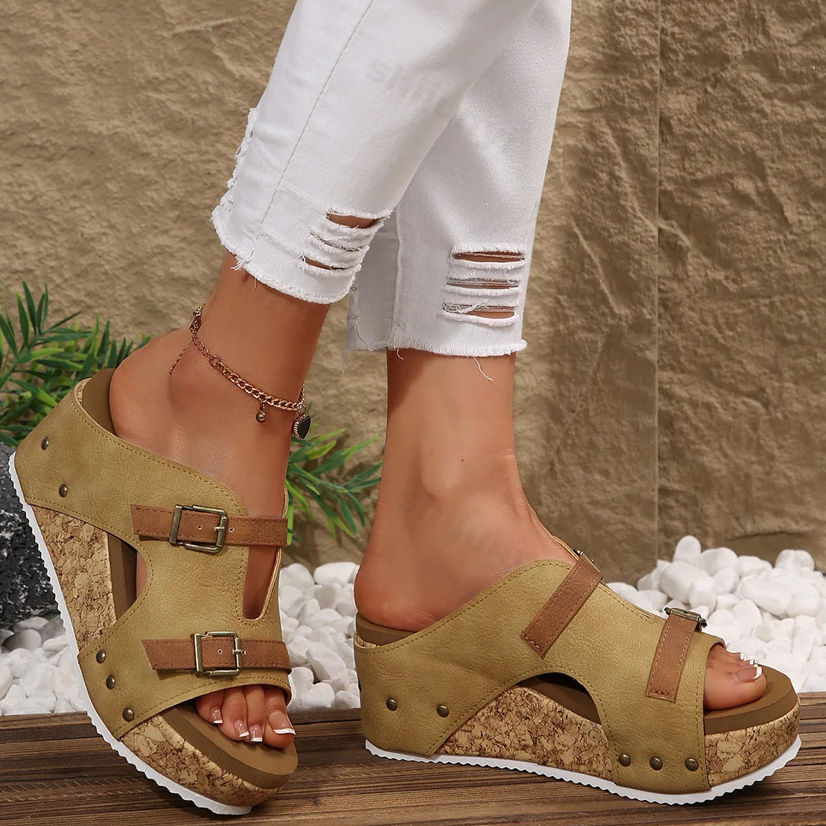 Serena Woven Wedge Sandals – Open-Toe Comfort Heels