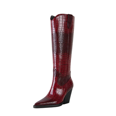 Clara Croc-Embossed High Boots