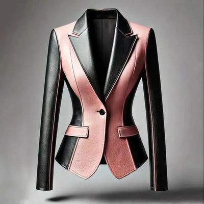 Black and pink blazer on a gray background