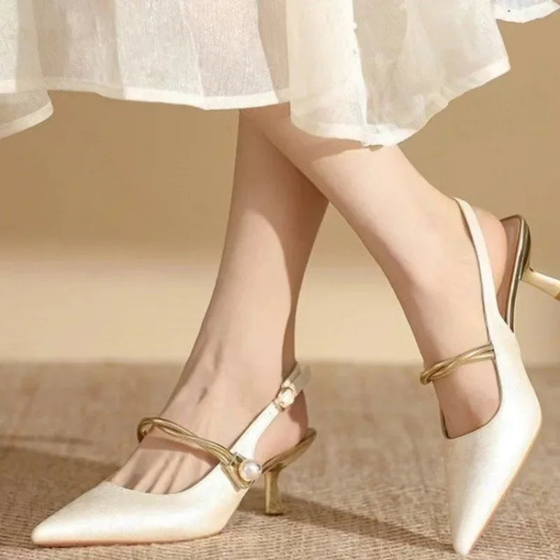 Celeste Satin Pearl Heels