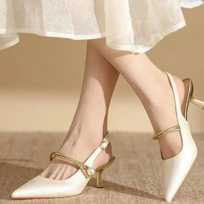 Celeste Satin Pearl Heels