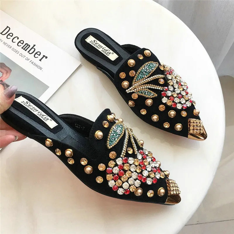Bijou Rhinestone Flat Mule