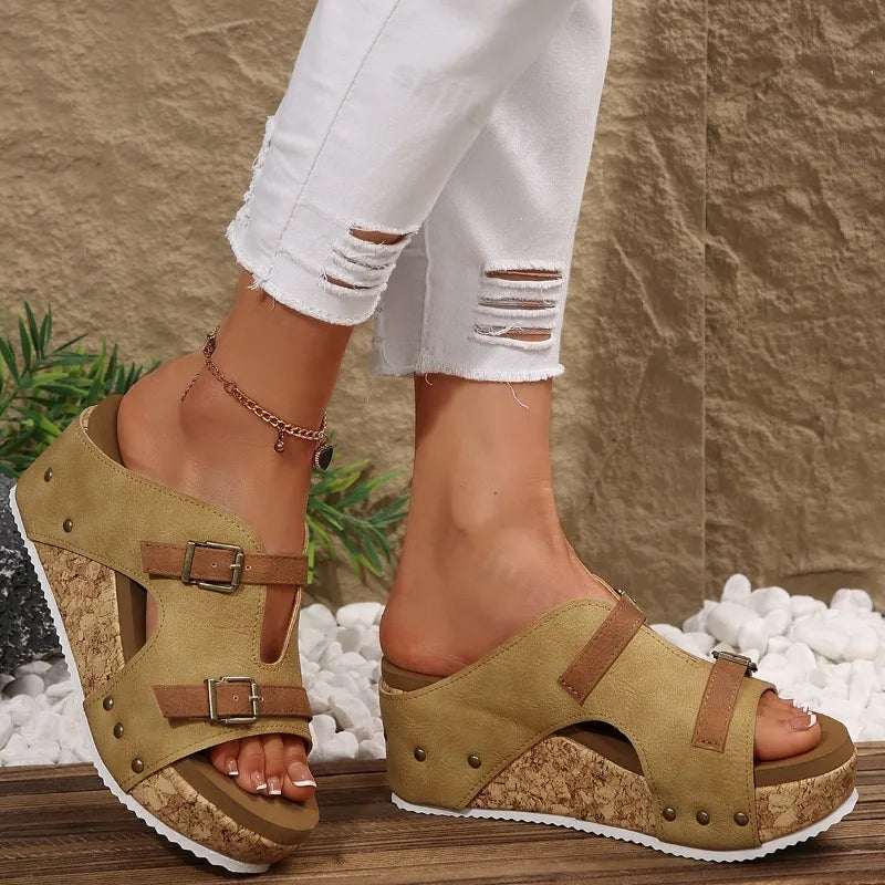 Serena Woven Wedge Sandals – Open-Toe Comfort Heels
