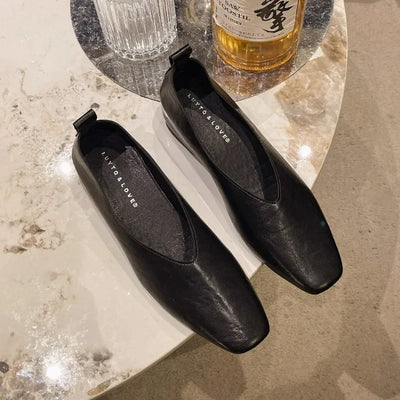 Lina Square Toe Loafers – Women’s Vegan Leather Slip-On Flats