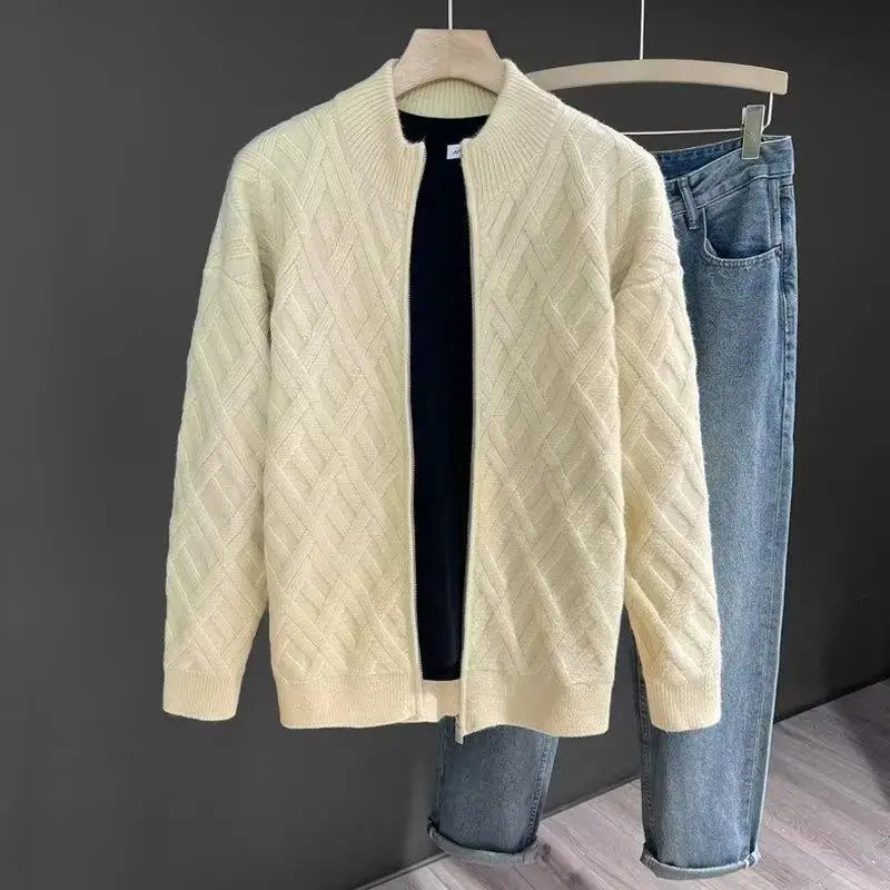 Marco Diamond Knit Zip Cardigan