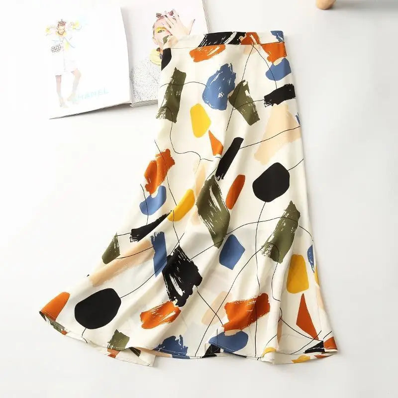 Colorful patterned skirt on a white background