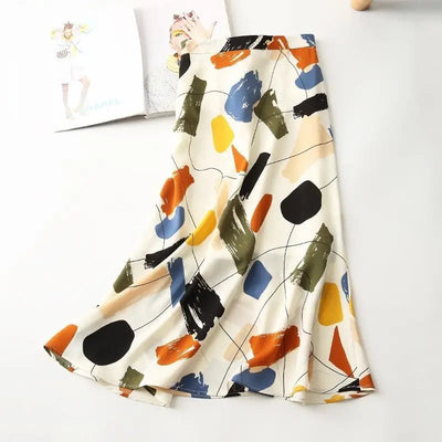 Colorful patterned skirt on a white background