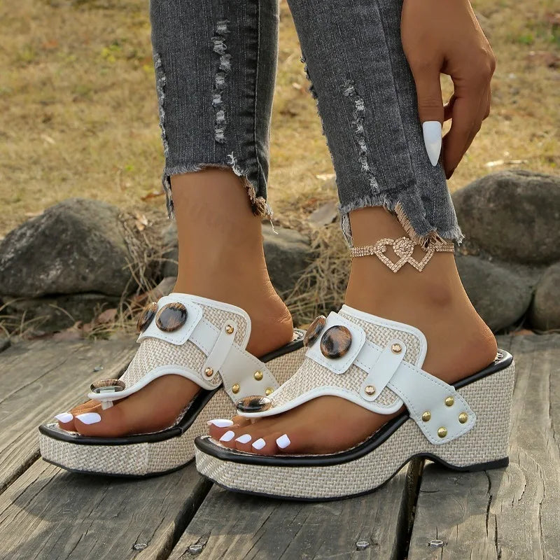 Serena Woven Wedge Slides - Open-Toe Comfort Heels