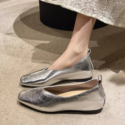 Lina Square Toe Loafers – Women’s Vegan Leather Slip-On Flats