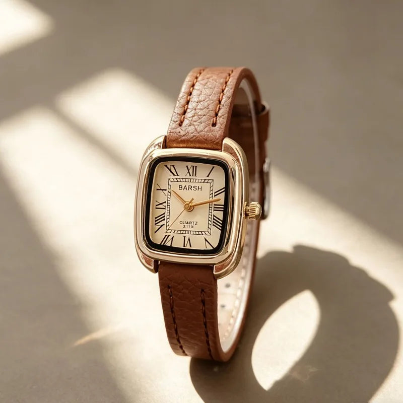 Barsh Genuine Leather Square Watch