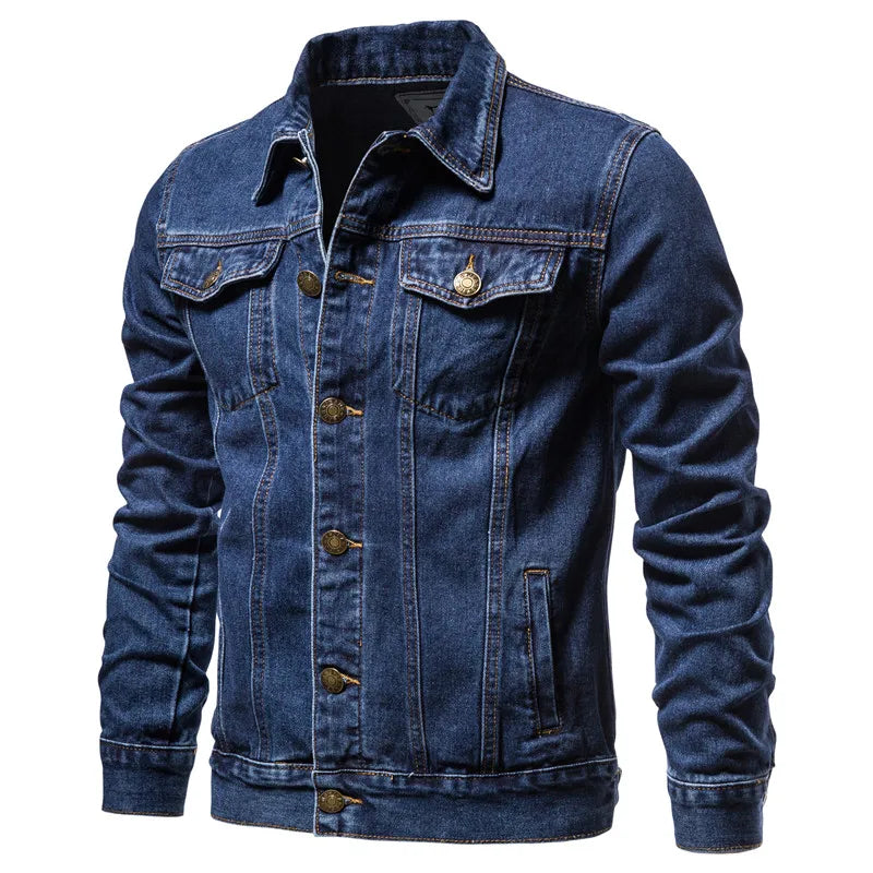 Kairo Cotton Denim Jacket – Men's Slim Fit Casual Lapel Coat for Spring