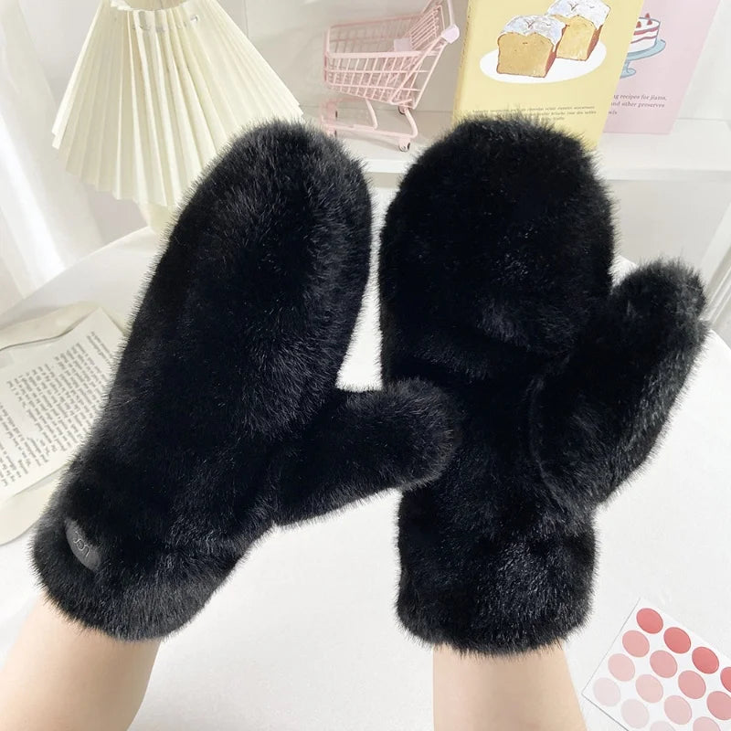 Cashmere Fur Mittens