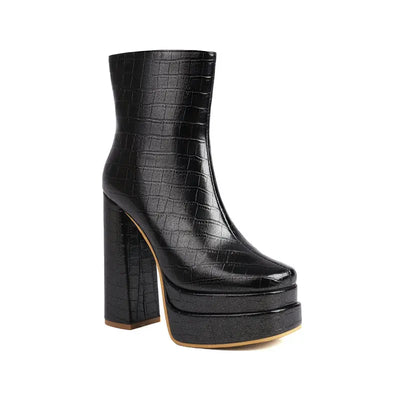 Zaria Square Toe Platform Boots – Bold Block Heels in Luxe