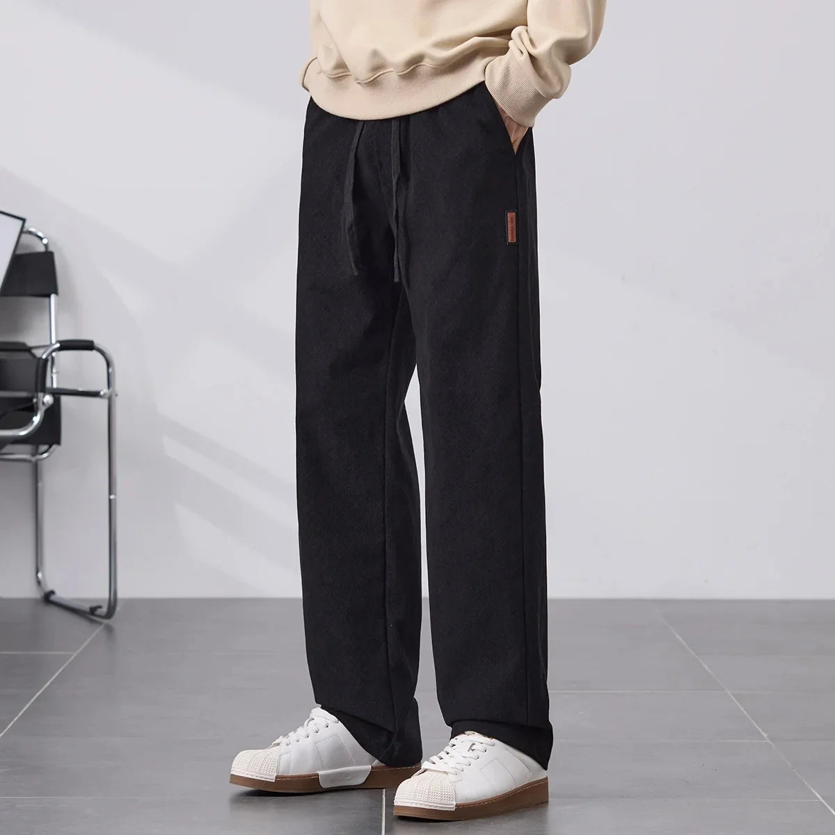 Ethan Fleece-Lined Straight-Leg Pants – Men’s Winter Casual Trousers