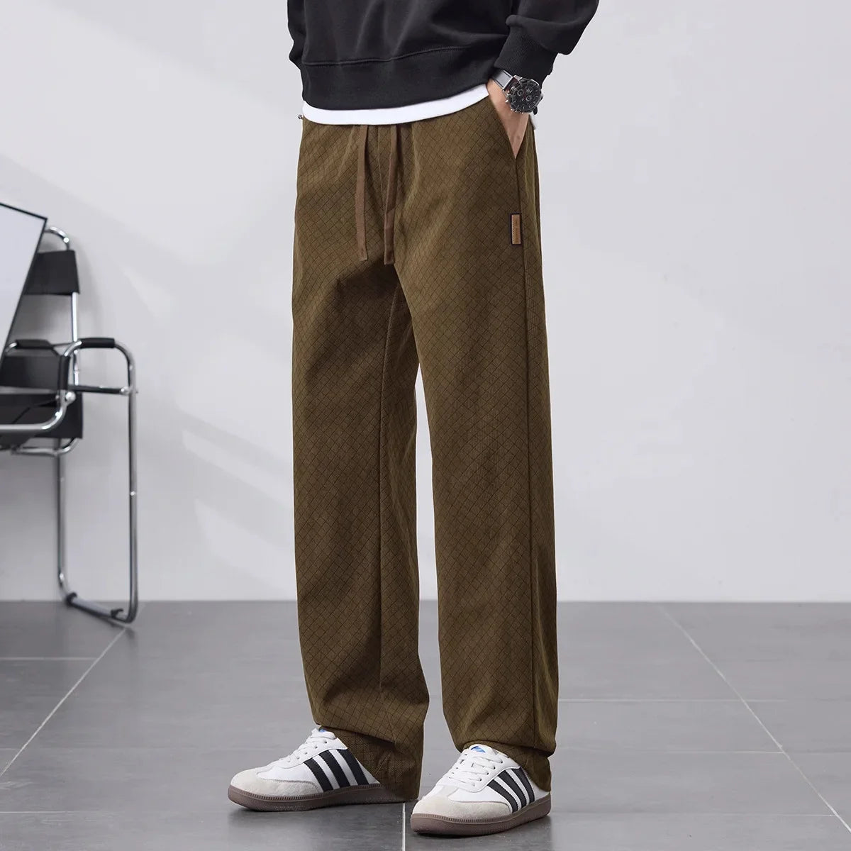 Ethan Fleece-Lined Straight-Leg Pants – Men’s Winter Casual Trousers