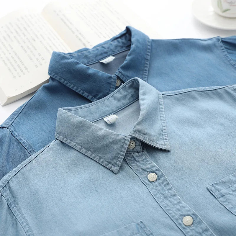 Francesca Denim Shirt – Women’s Long Sleeve Loose Top