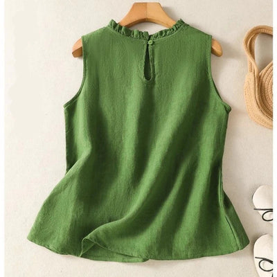 Francesca Linen Shirt – Loose Sleeveless Button-Up