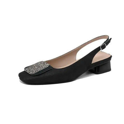 Elina Comfort Square-Toe Sandals - Women's Embroidered Low Heel