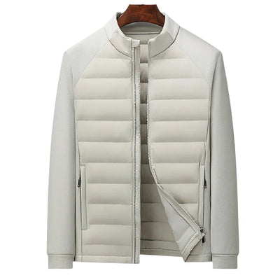 New Men's Outdoor Knitting Splicing Winter New National Standard 90 White Duck Down Light Couple Hoodie Stand Collar Down Jacket