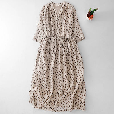 Rumi Dot Cotton-Blend Long Dress - Women's Breathable and Loose Fit