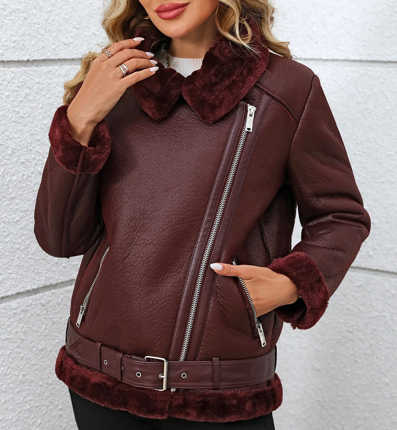 Bianca Shearling Moto Jacket