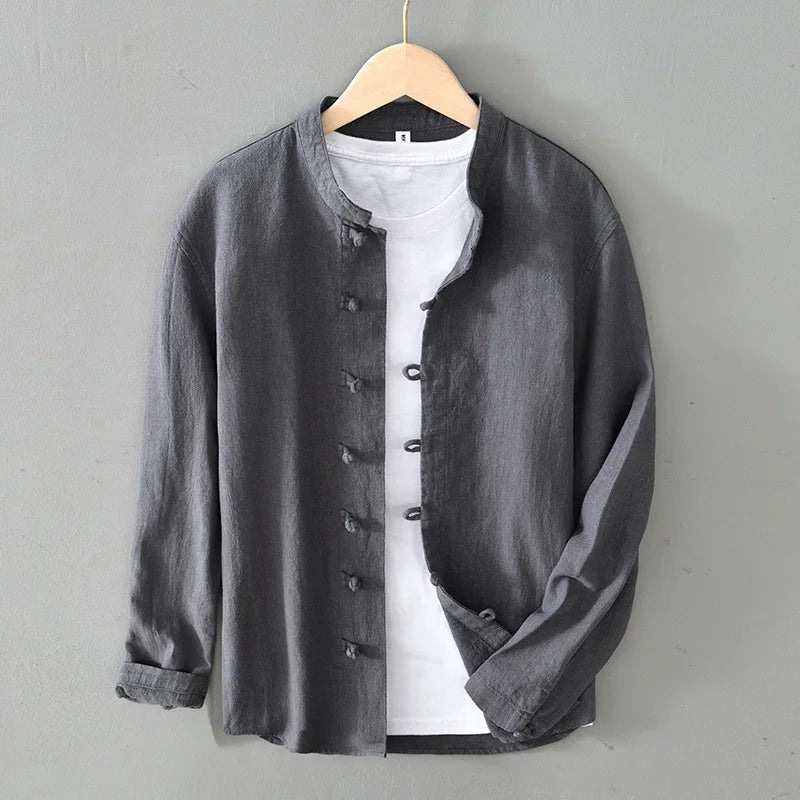 Hugo Linen Stand Collar Shirt
