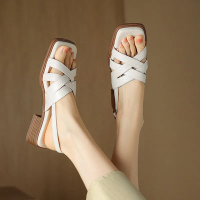 Lena Woven Low-Heel Sandals