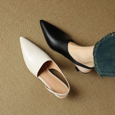 Eleanor Leather Slingback Sandals – Pointed Toe with Thin Heel