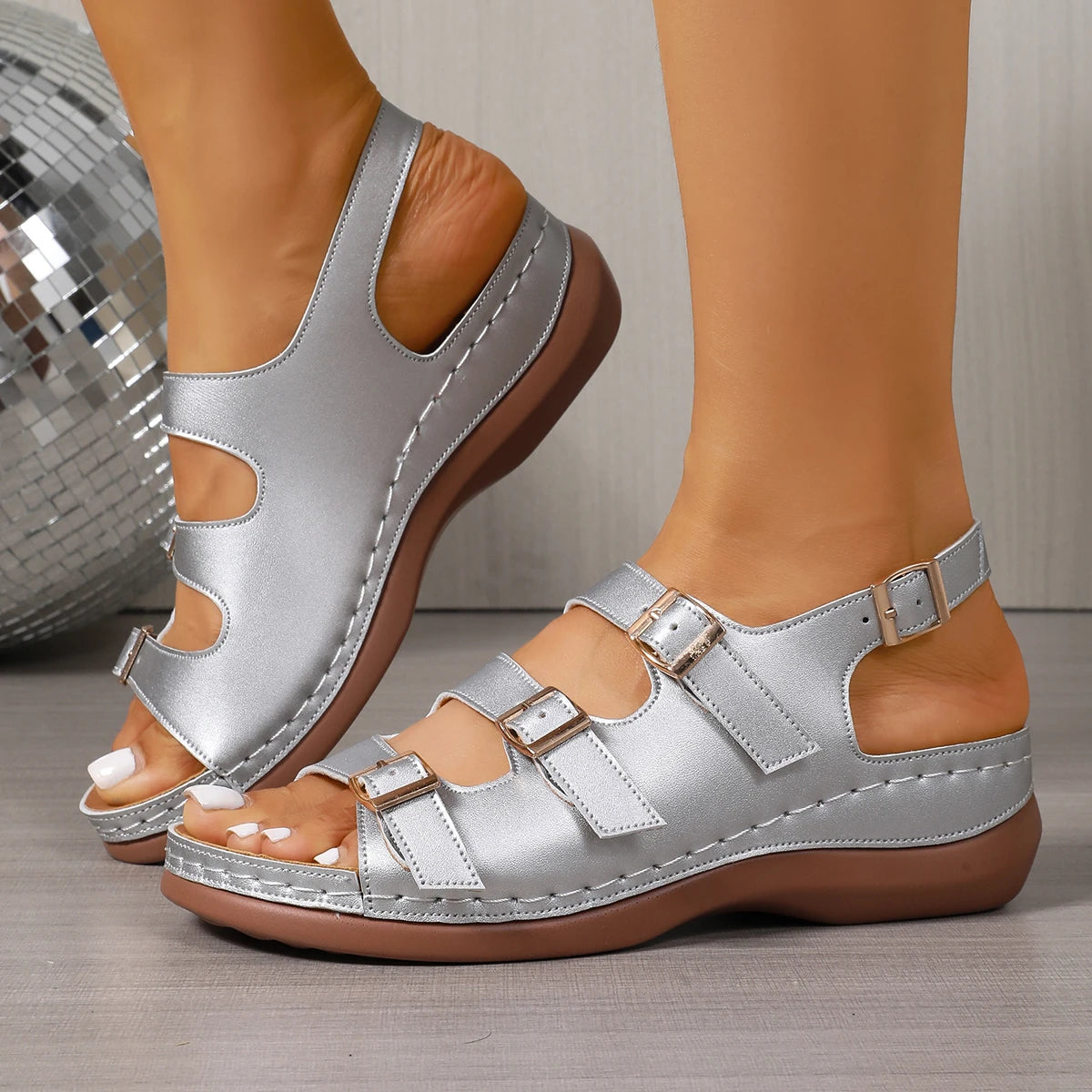 Alina Triple Strap Wedge