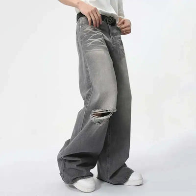 Reed Cotton Baggy Jeans - Men’s Washed Gray with Contrast Tones