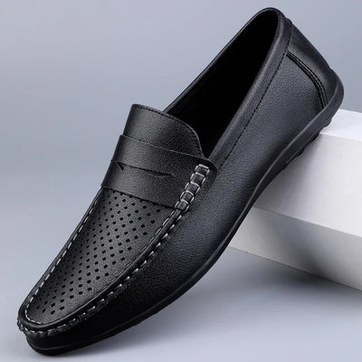 Luca Italian Leather Loafers- Men's Breathable Slip-On for Daily Wear