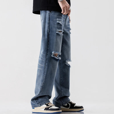 Ryder Cotton Baggy Jeans – Men’s Ripped Straight-Leg Denim