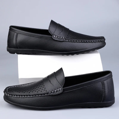 Luca Italian Leather Loafers- Men's Breathable Slip-On for Daily Wear