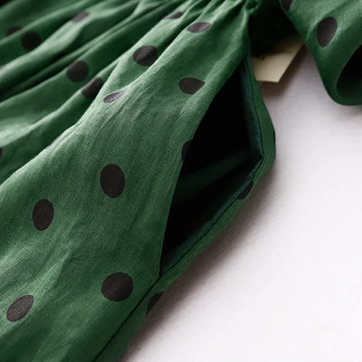 Celina Cotton-Linen Long Dress- Women's Polka Dot Boho Summer Fit