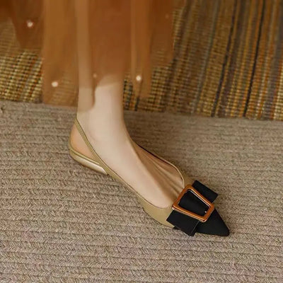 Lila Buckle Heel Sandals – Women’s Pointed-Toe Mid Heels with Ankle Strap