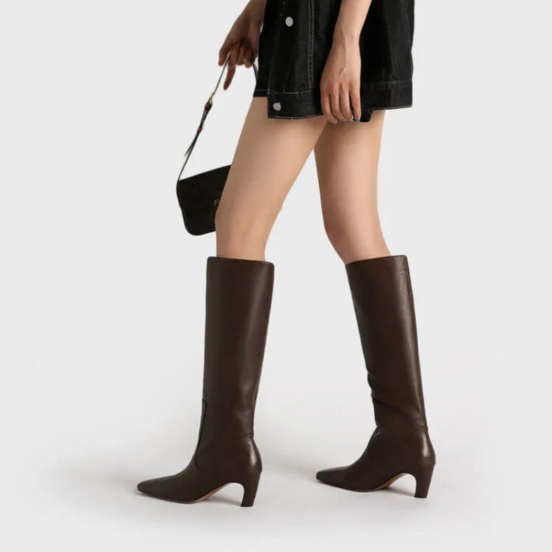 Vivian Leather Knee Boots