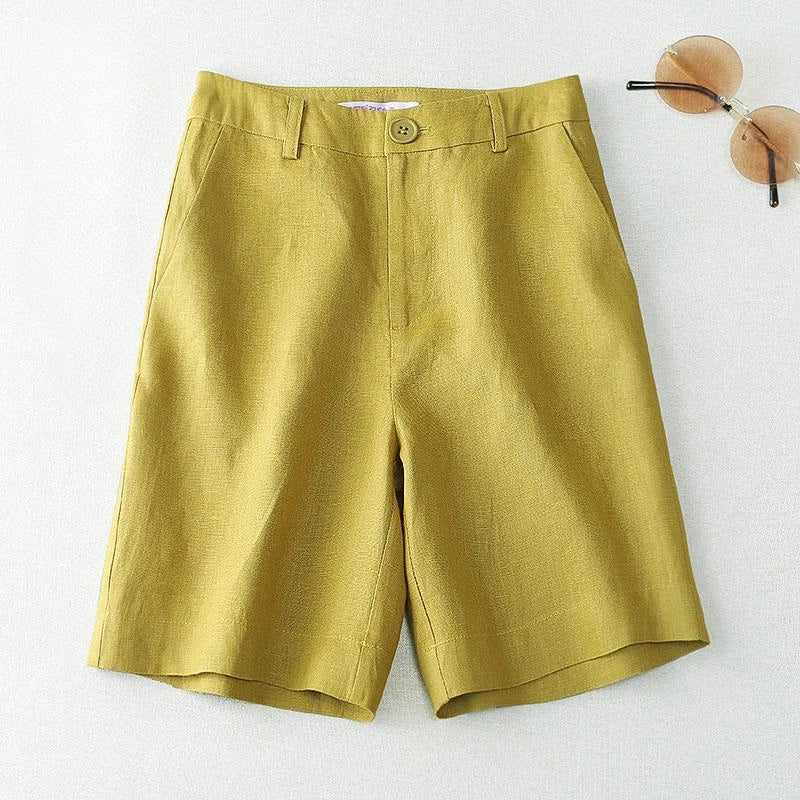 Lisa High Waist Linen Shorts