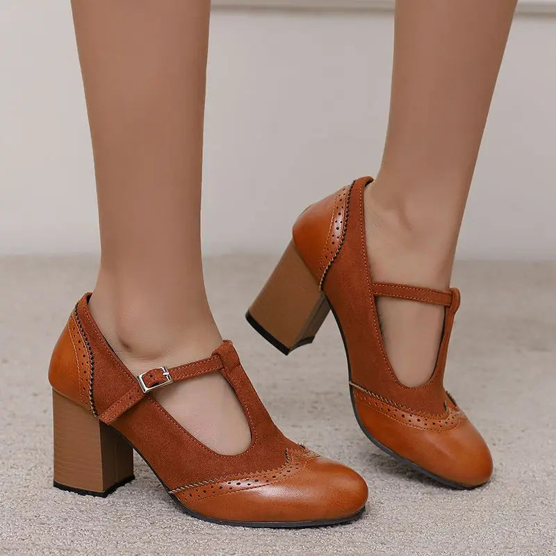 Ivy Buckle Heels Classic Round