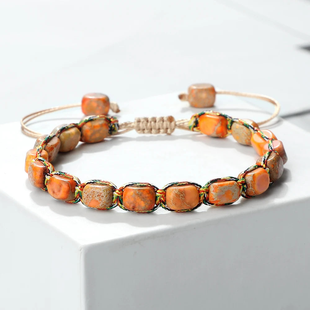 Aria Stone Beaded Bracelet – Braided Boho Bangle